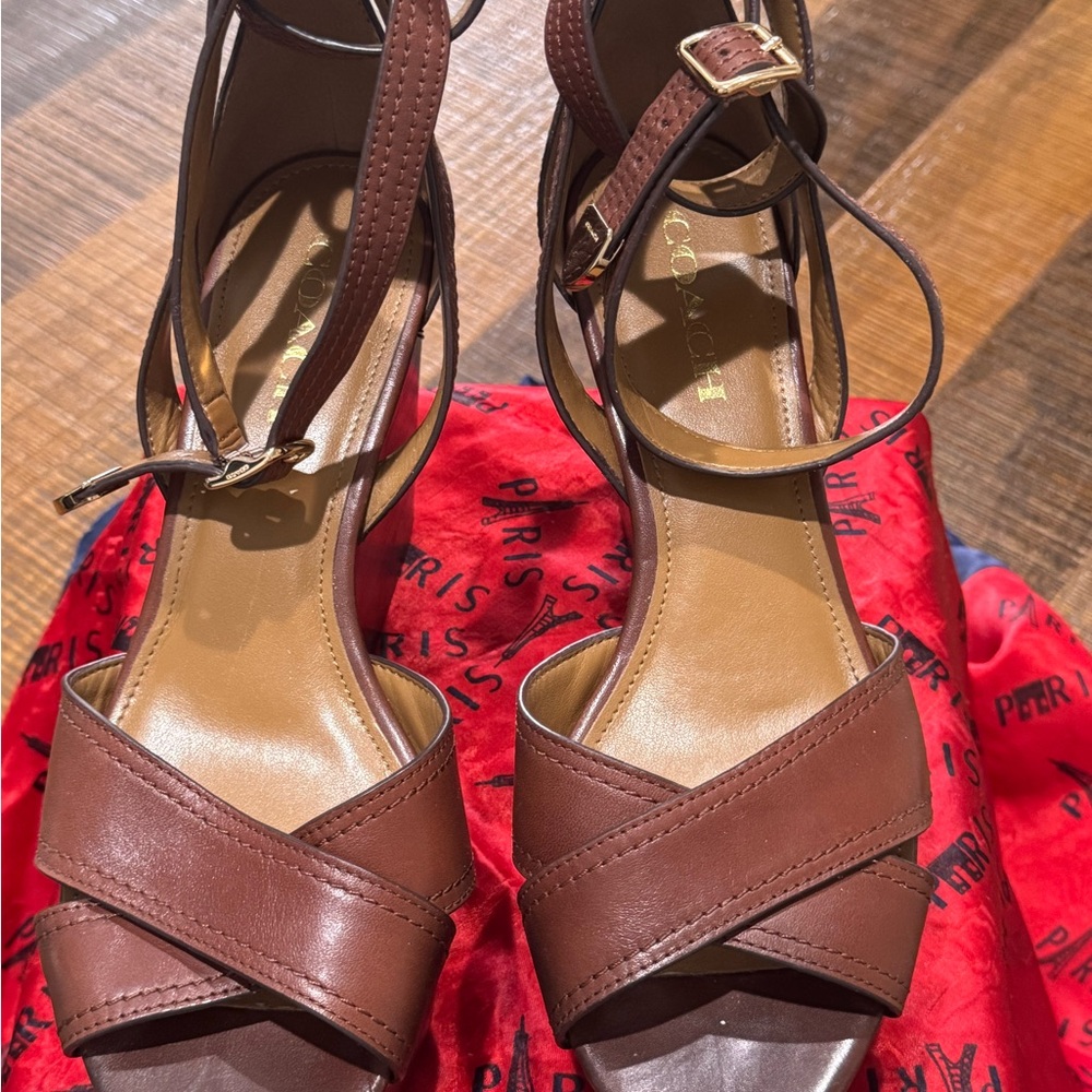Coach Brown Strappy Heels